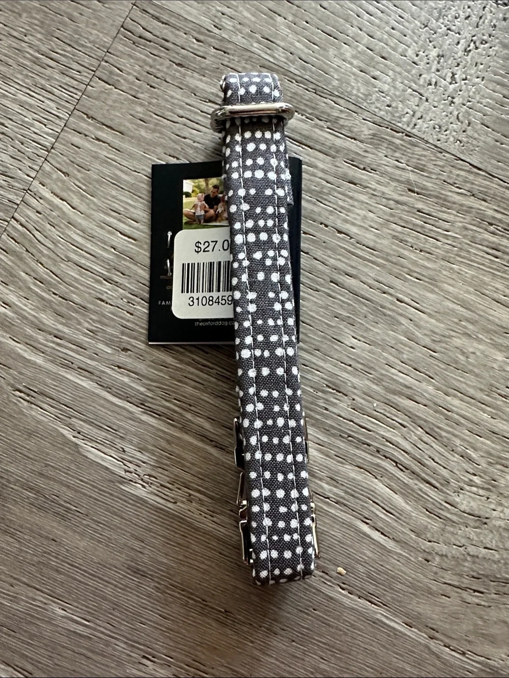 The Oxford Dog Gray Polka Dot Dog Collar XS